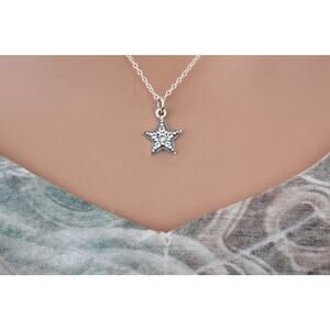 Sterling Silver Star Charm with Nano Gems Necklace